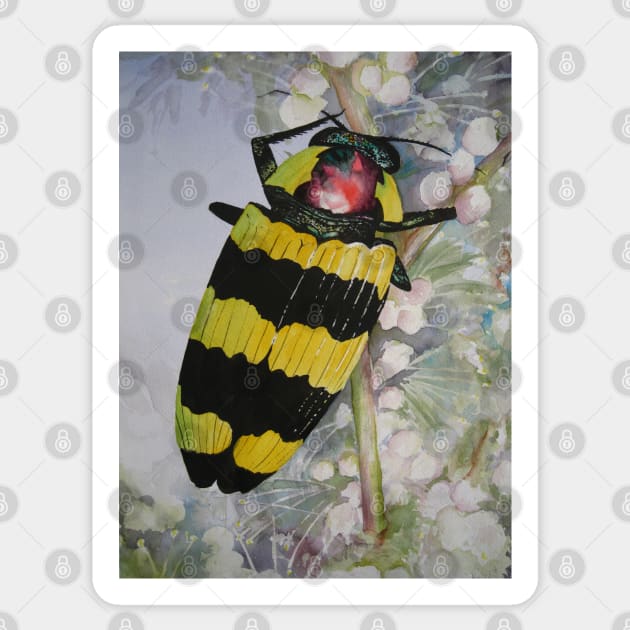 Jewel Beetle Watercolour Painting Sticker by Heatherian